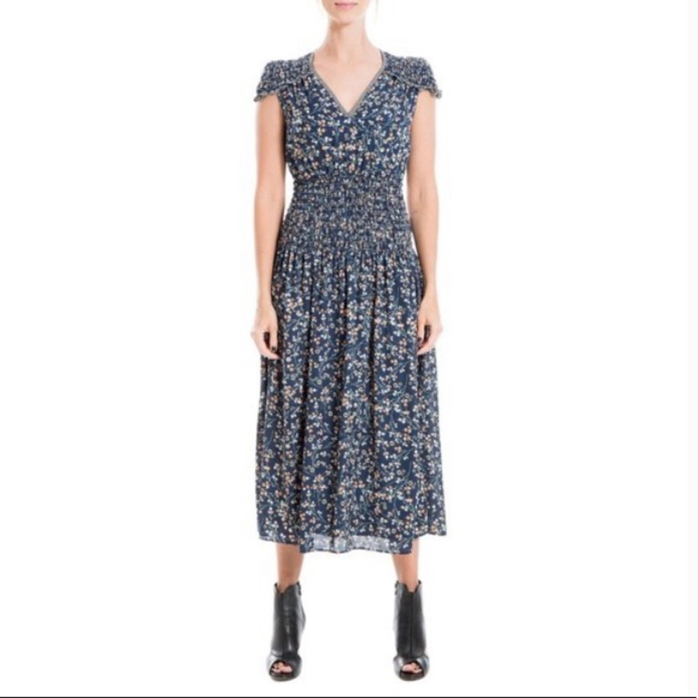NWT Max Studio Ditsy Print Smock Waist Maxi dress